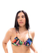 Load image into Gallery viewer, Black Tropical Bikini Top