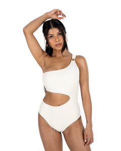 Cream Ribbed One Piece